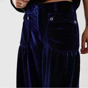 NWT Free People Velvet Lotus Wide-Leg Pants Blue 25